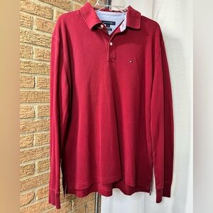 Tommy Hilfiger red classic-fit long sleeve polo - L